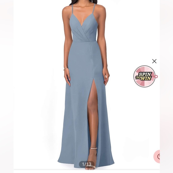 Azazie Everleigh dusty blue dress - Picture 2 of 3